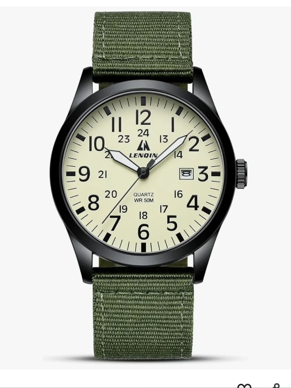 Lenqin Unisex Militart Sport Nylon Strap Analog Quartz Wrist Watch